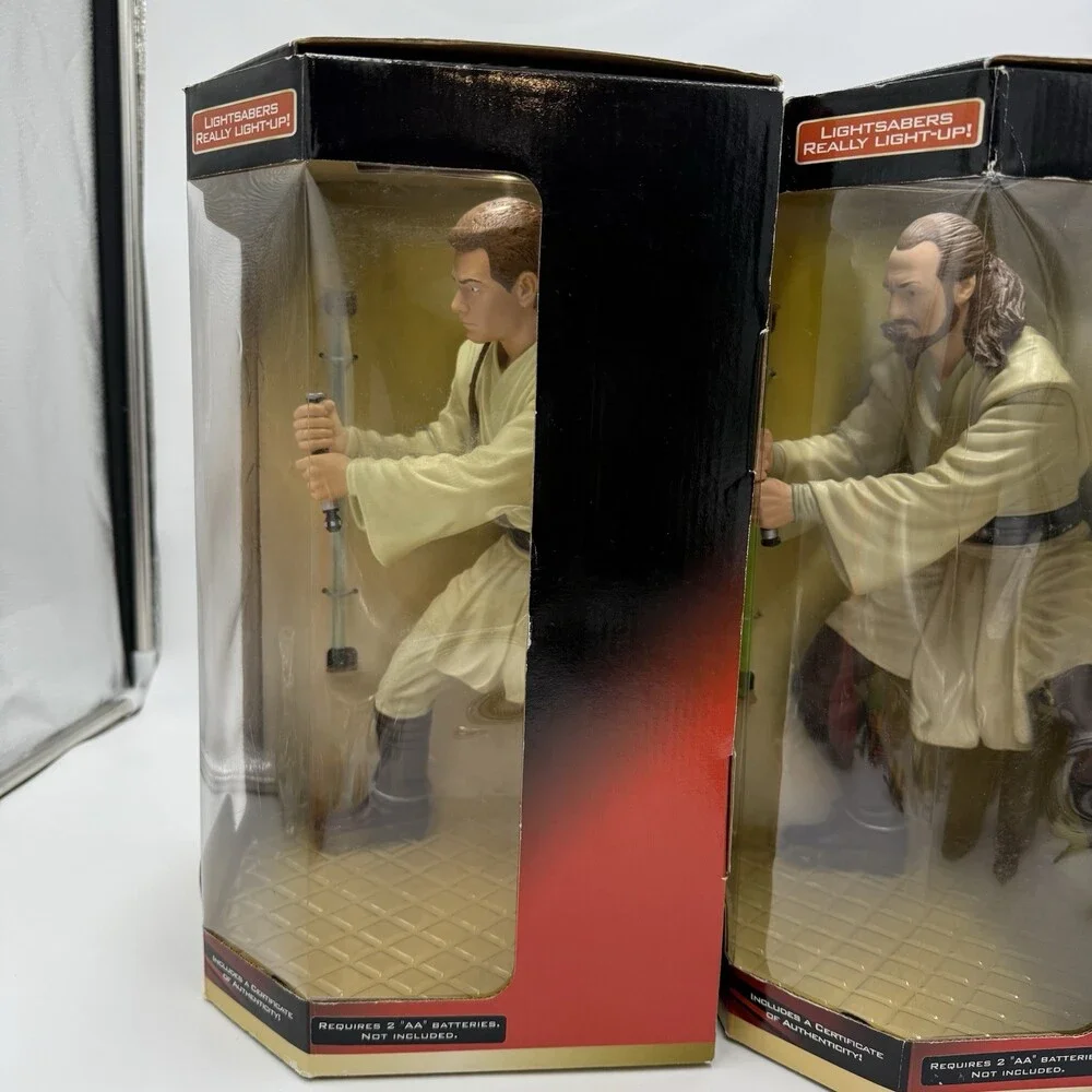 Star Wars Episode 1 Obi-Wan Kenobi /Qui-gon Jinn Mega Action Figurines 14”